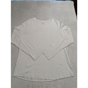 Women's Eddie Bauer Long Sleeve Tee XXL White Gray Striped